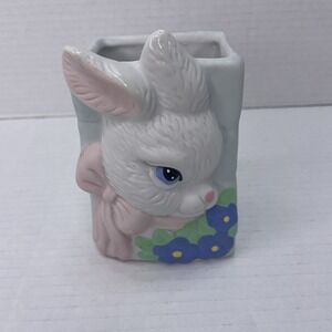 Vintage‎ Loomco Ceramic Easter Bunny Basket 1996 No Handle